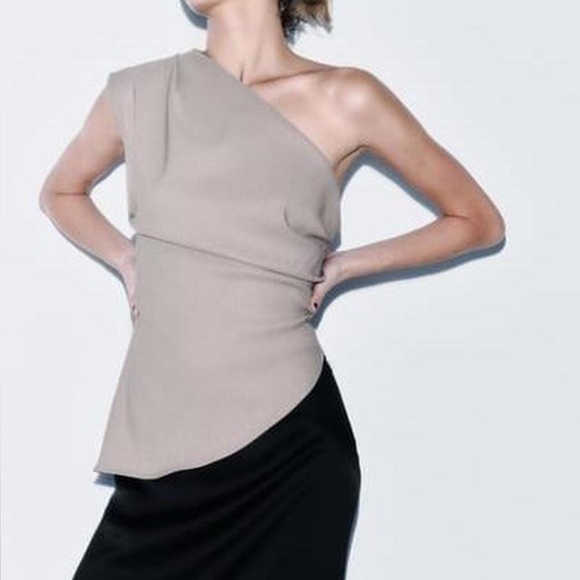 Zara Tops - Zara Stone One-Shoulder Blouse